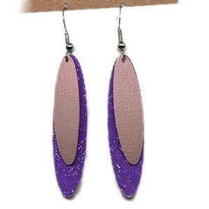 Purple shimmer and Pink Dangle Earrings handmade